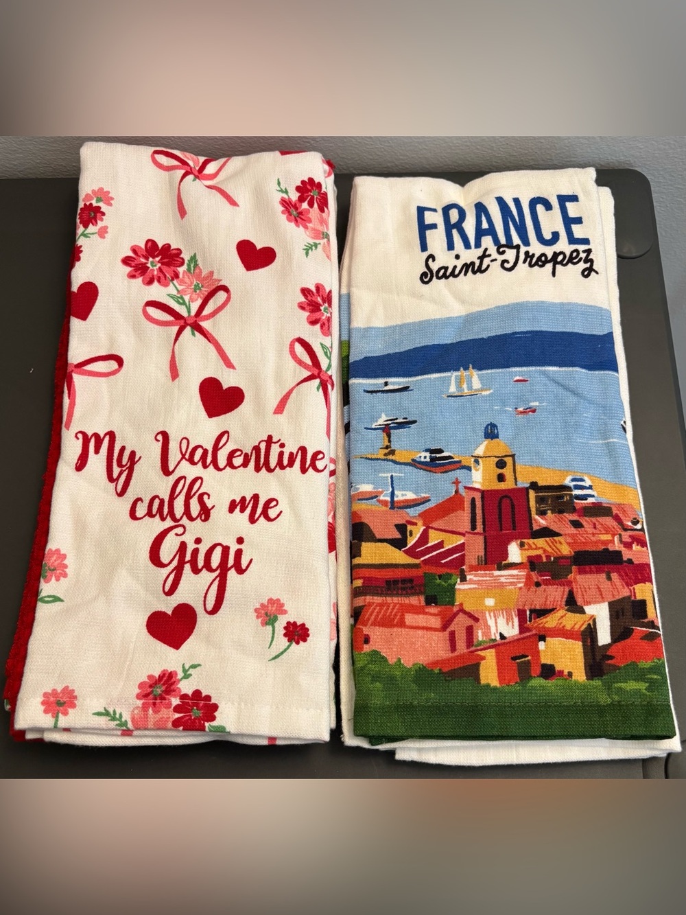 2 Kitchen Towel Sets- 3 Pack Valentines Day & 2 Pack St. Tropez France NWT